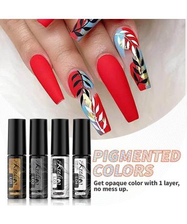Kredioo Gel Polish Nail Liner Set - 12 Soak Off Colors for Artistic Nail Designs | Thin Brush for Salon Quality Painted Lines - Golden, Silver, Neon | Gift Package Included - Buy Online on GoSupps.com