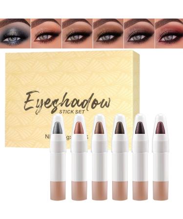 Tanxemery Cream Eyeshadow Stick Eyeshadow Pencil - Eyeshadow Pencil 6 Colours Longwear Shimmer & Glitter Cosmetics Contour for Bride's Makeup Days to the Evening