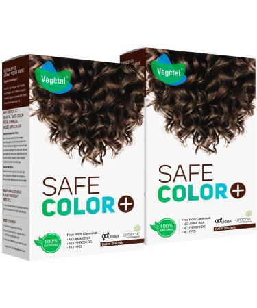 Vegetal Safe Hair Color - Dark Brown 100gm - Certified Organic Chemical and Allergy Free Bio Natural Hair Color with No Ammonia Formula for Men & Women (Pack of 2) Dark Brown 7.05 Ounce (Pack of 1)