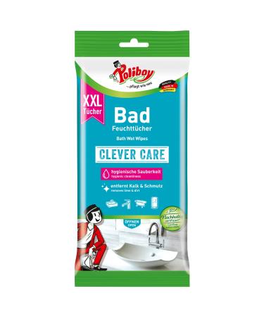 Poliboy - XXL bathroom wet wipes - powerful & thorough cleaning - Remove lime dirt and soap remnants - 1 x 24 xxl cloths - Made in Germany Bad XXL 24 pieces (1 Pack)