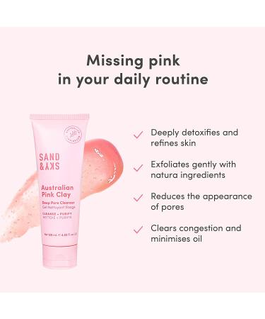 Sand & Sky Australian Pink Clay Deep Pore Cleanser 4.05 fl oz - pH 5.5 Gel Cleanser for Clear Skin, Reduce Pores, Exfoliate, Hydrate & Moisturize - Buy Online on GoSupps.com