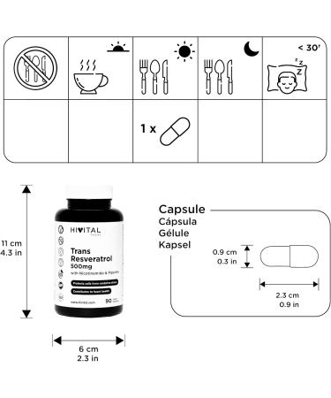 Buy Trans-Resveratrol 500 mg - 90 Vegan Capsules with Nicotinamide & Piperine | Natural Anti-Aging Supplement - Buy Online on GoSupps.com