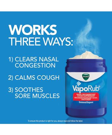Vicks VapoRub Nasal Decongestant Cough Suppressant Relief from Cold Aches & Pains Chest Rub Ointment Original Scent 100 g/115 mL 115 mL Original - Buy Online on GoSupps.com