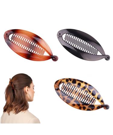 3 Piece Banana Hair Clip for Fine Hair Combs Double Banana Clip Comb Clip Womens Hair for Thick Curly Hair Accessories Fishtail Hair Clip Combs Double Banana Clip Set for Women Girls