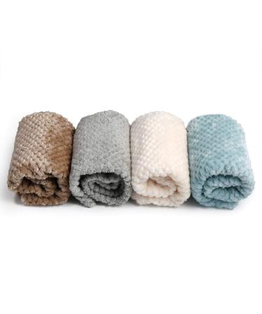RIKMSS Pet Blankets 4 Pack, Dog Blankets, Cat Blankets, 28" L x 16" W Small Animal Blankets, Super Soft Warm Coral Fleece, Pet Bed Throw, All Seasons Available M:26" * 18"