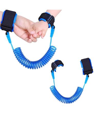 2 PCs children leash children's leash 2.5 million anti-lost wrist belt leash for children 360 rotation elastic wire rope fashion & comfort for trip outdoor (blue)