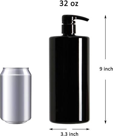 Youngever 4-Set 1L Pump Dispenser Bottles for Shampoo & Lotion | Reusable Plastic Soap Dispenser - Black - Buy Online on GoSupps.com