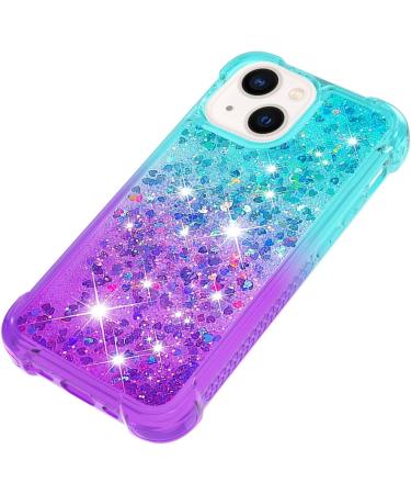 Shop Tivenfezk Nadoli Glitter Drive Sand Shell Case for iPhone 15 Plus | Shockproof Gradient Waterfall Design | Transparent Bumper & Liquid Cover in Blue Violet - Buy Online on GoSupps.com