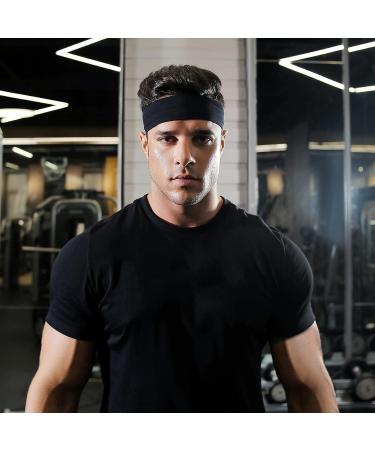 VSIOPY 4-Piece Non-Slip Sports Headbands for Men | Moisture-Wicking Hair Bands for Jogging Yoga Cycling & Fitness | 2 Black & 2 Gray - Buy Online on GoSupps.com