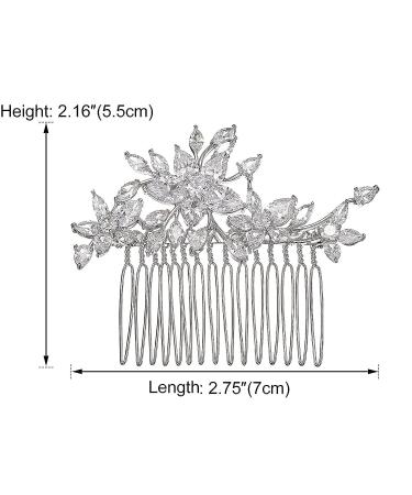 AW BRIDAL Cubic Zirconia Wedding Hair Comb - Silver Flower Bridal Hair Clip for Brides & Bridesmaids - Buy Online on GoSupps.com