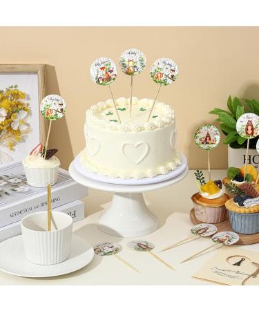 Yexiya 48 Pcs Baby Shower Cupcake Toppers Welcome Baby Cupcake Toppers Gold Woodland Jungle Safari Theme Cake Decor Gender Reveal Cake Topper Boy Girl Birthday Party Green Leaf Cake Decor (Woodland) - Buy Online on GoSupps.com
