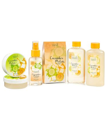 Cucumber Melon Bath & Body Spa Gift Set for Women - Ultimate 7-Piece Relaxation Basket | Body Mist Lotion Shower Gel & Bubble Bath Salts | Perfect International Shipping - Buy Online on GoSupps.com
