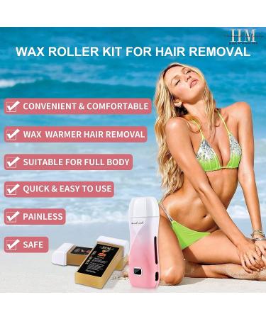 Wax Roller Hair Removal Kit with Warmer - Ideal for Sensitive Areas - Includes Waxing Strips and Accessories - Buy Online on GoSupps.com