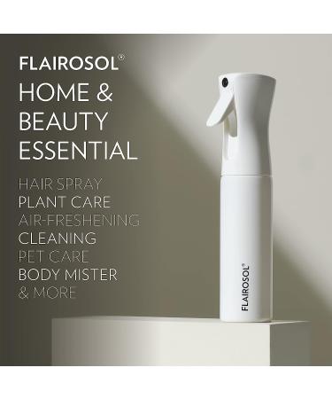 FLAIROSOL Continuous Mister Spray Bottle 10 oz - White (Black Print) | Hair, Beauty, Home Care - Patented Technology | Trusted by Professionals - Buy Online on GoSupps.com
