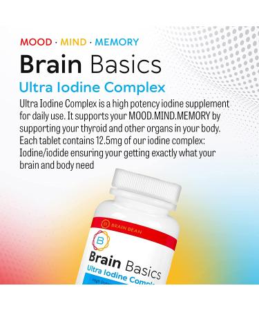 Ultra Iodine Complex Supplement for Thyroid & Brain Health - 12.5mg Iodine & Potassium Iodide - 90 Tablets - Buy Online on GoSupps.com