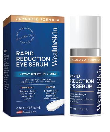 WealthSkin Rapid Reduction Eye Serum, Advanced Formula Under Eye Cream for Dark Circles and Puffiness - Anti Aging Serum Skin Tightening Cream Firms and Lifts to Visibly and Instantly Reduce Appearance of Wrinkles in 120 Seconds 0.5 fl.oz(15 ml) 15 mL Big