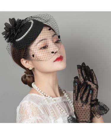 AJTUTUS Delicate Pearl Hat Net Yarn Hair Clips Cute Halloween Cosplay Hair Holder Medieval Party Costume Headwear for Girl - Buy Online on GoSupps.com