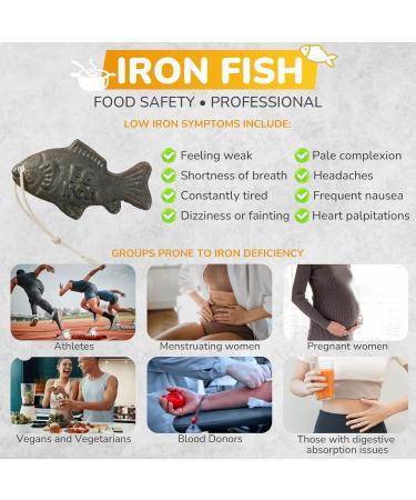2 Pcs Iron Fish for Cooking Natural Iron Supplement to Reduce Risk of Iron Deficiency Ideal for Anemia Vegans & Pregnant Women Use Once Daily - Many Years Supply Included - Buy Online on GoSupps.com