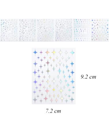 Silver Moon Star Nail Art Decal Stickers - Pack of 6 | Self-Adhesive Nail Designs for Women and Girls - Nail Decoration and Fingernail Decor - Buy Online on GoSupps.com