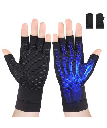 psycilla Arthritis Gloves-Best Copper Infused Fingerless Glove for Carpal Tunnel,Rheumatoid,Tendonitis,Hand Pain,Computer Typing,Support for Hands,Fit for Women & Men- (1 Count)-L
