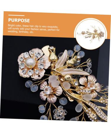 Beaupretty bridal hairpin bride hair clip flower hair clip rhinestone headpiece bridal hair hair barrettes for women hair for women wedding bride hair Wedding - Buy Online on GoSupps.com