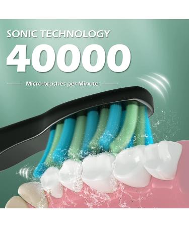 Electric Toothbrush for Adults with 8 Brush Heads | 40000 VPM Deep Clean | 5 Modes | Rechargeable & Fast Charging | Lasts 30 Days | Black - Buy Online on GoSupps.com