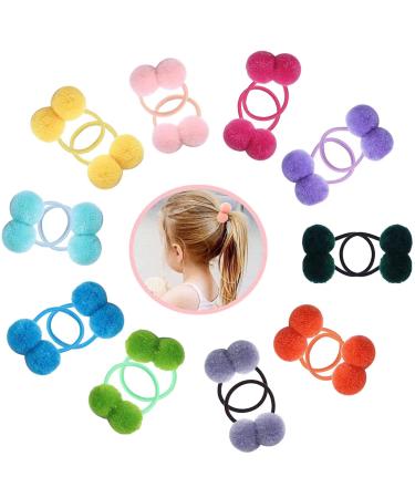 20 Pcs Pom Ball Elastic Hair Ties Fluffy Ball Hair Ties PomPom Hair Band for Girls Toddlers Pigtail Ball Ponytail Holders for Girls