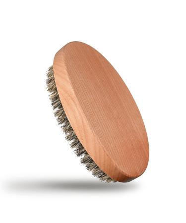 Beard Brush for Men Pure Boar Bristles Pocket Beard Brush Handle Made in Solid Wood With Firm Bristles To Tame and Soften Your Beard Hair For Healthier and Softer Beard (Brown)