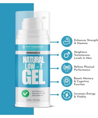 Natural Low-T Support Gel - T Booster for Men - Muscle Recovery, Energy Booster, Healthy Aging 4 Fl Oz (Pack of 1) - Buy Online on GoSupps.com