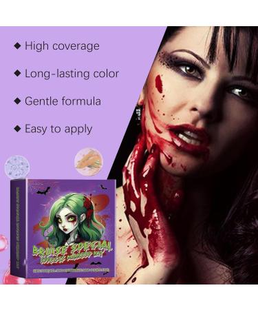  EONFAVE Halloween Kit for Artificial Blood Makeup Realistic Blood Gel and Cream 3 Colors Palette with Sponges Waterproof and Durable Perfect for Zombie and Injury Effects - Buy Online on GoSupps.com