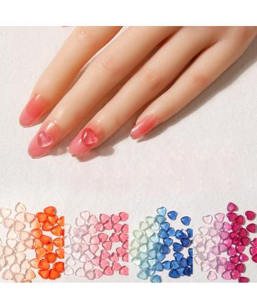200 PCS Clear Heart Nail Charms for Acrylic Nails 3D Heart Nail Art Decoration Love Hearts Nail Art Charms Change Color Design Mix Heart Nail Jewelry DIY Manicure Foweso Nail Charms N58