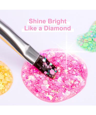 Noirwhite Glitter Gel Nail Polish Set -12 Colors Sparkle Aurora Sequins Gel Polish Resplendent Neon Colorful Trendy Translucent Glitter Solid Nail Polish Kit Pink Gold White Blue Green Soak Off UV LED Solid Gel Nail Polish for Home DIY Manicure Nail Salon - Buy Online on GoSupps.com