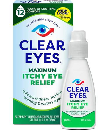 Clear Eyes Maximum Itchy Eye Relief Drops 0.5 Fl Oz (Pack of 3) - Fast Relief - Buy Online on GoSupps.com