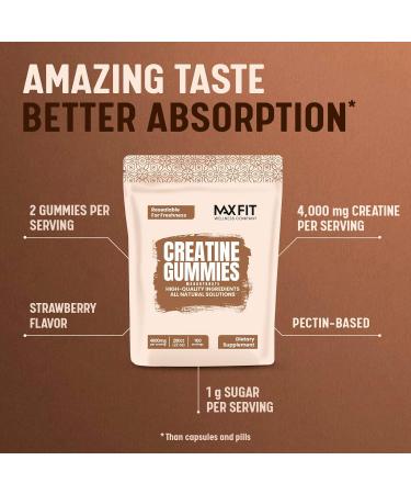 Buy Creatine Gummies - 200 Gummies | Strawberry Flavor 4000mg/Serving Fast Absorption Creatine Supplement for Lean Muscle Growth - Buy Online on GoSupps.com