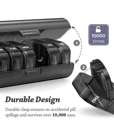 Weekly Pill Organizer 2x a Day | Travel AM PM Pill Box with Privacy Protection | 7-Day Large Capacity for Medications & Supplements - Buy Online on GoSupps.com