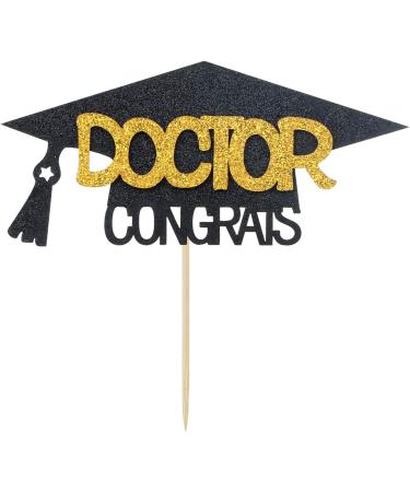 Black Glitter Congrats Doctor Cake Toppers - Future Doctor Cake Decor - 2023 Medical Doctor Graduation Party Decorations Supplies - Buy Online on GoSupps.com