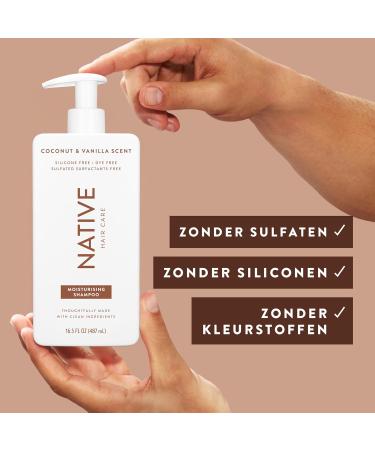 Native Shampoo for women and men without artificial fragrances or mineral oils coconut and vanilla scent moisturizing shampoo gives hair soft healthy shine 3 x 487 ml - Buy Online on GoSupps.com