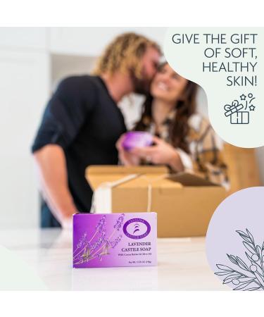 Carolina Castile Vegan Lavender Bar Soap - 6-Pack of Gentle, Hydrating Natural Soap with Organic Cocoa Butter and Olive Oil - 5 Oz. Each - Buy Online on GoSupps.com