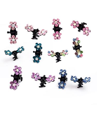36 pieces Mini Strass Haarklauen clips Strass Small flower hairpin hair needle hair clips girl crystal rhinestone hair clip small for women and girls daily party dance party (6 colors)