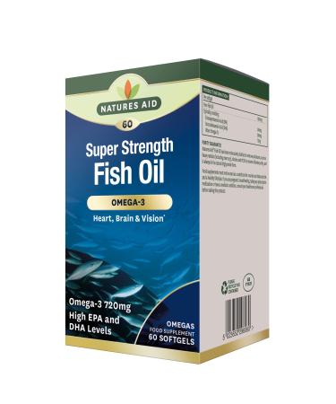 Natures Aid Super Strength Fish Oil - Omega-3 - 60 Softgel 60 Count (Pack of 1)