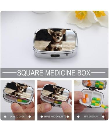 Cute Chihuahua Pill Box | Portable 2 Compartment Medicine Organizer | Travel-Friendly Vitamin Holder for Purse & Pocket - Buy Online on GoSupps.com