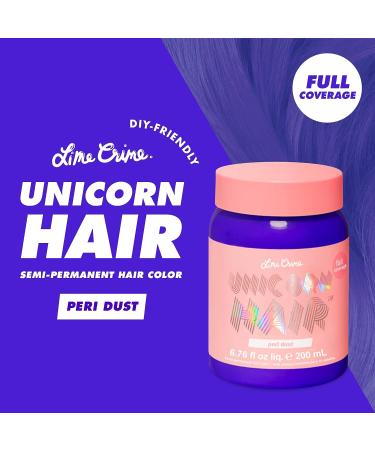 Lime Crime Unicorn Hair Dye Peri Dust - Vegan Periwinkle Semi-Permanent Color | Cruelty-Free Formula | Conditions & Moisturizes | Sugary Citrus Vanilla Scent - Buy Online on GoSupps.com