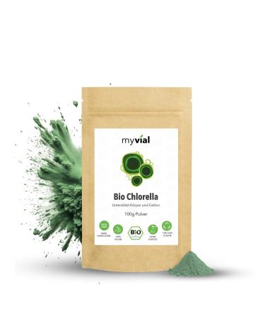 Myvial Bio Chlorella powder high -dose 100g vegan without additives packed plastic -free - algae powder rich in vitamin B12 and iron - chlorella vulgaris algae powder