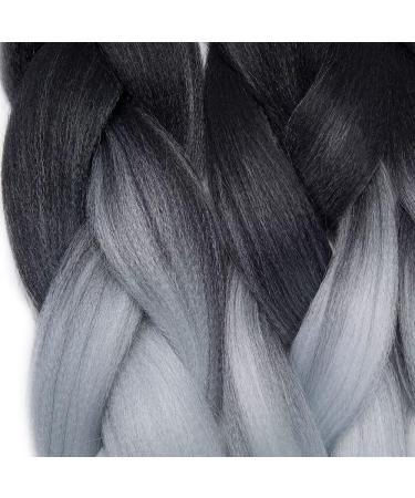 Tess Braids Extensions 60 cm - 3 Pack Jumbo Kanecalon Ombre Hair Braids #26 White/Black for Box Braids - 100g/bundle - Buy Online on GoSupps.com