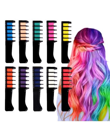 10pcs Hair Chalks for Girls Hair Chalk Comb Reusable Washable Hair Chalk Dye Suitable for Girls Birthday Gift Parties Christmas Halloween Cosplay Multi-Colored Hair Dye Sets(Multicolour)