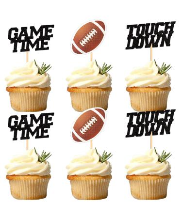 Keaziu 24 Pack Rugby Ball Cupcake Topper Touch Down Game Time Cupcake Picks Rugby Ball Themed Soccer Ball Toothpicks for Men Boys Birthday Decorations 1 Rugby 1