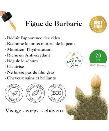 PURE ARGAN OIL AND BARBARIE FIG - ORGANIC VIRGIN AND COLD PRESSED - 50ML - Firming and Nourishing Oil - Face Body and Hair (Yellow) - Buy Online on GoSupps.com