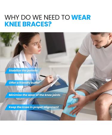 Buy Welnove Knee Brace Sleeves for Pain Relief - Compression Support with Stabilizers & Gel Pad | 2 Pack Blue Large for Men & Women - Ideal for Workouts Running & Climbing - Buy Online on GoSupps.com