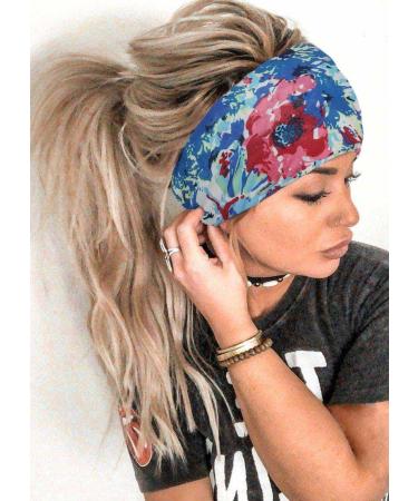 Boho Pink Flower Headband - Elastic Criss Cross Vintage Hair Accessory for Women & Girls - Buy Online on GoSupps.com