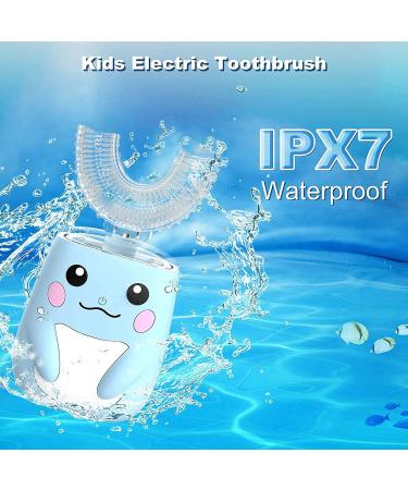 Kids Electric U-Shaped Ultrasonic Toothbrush | 2 Brush Heads | 6 Cleaning Modes | IPX7 Waterproof | Cartoon Design | Age 2-7 | Blue - Buy Online on GoSupps.com